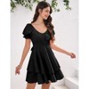 Coolmee Women's Ruffle Wrap Flowy Dress Puff Sleeve Flounce Short Sleeve A Line Mini Dress - 4 of 4