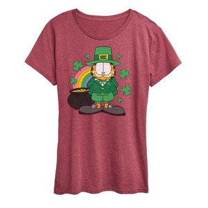 Women's - Garfield - Rainbow Shamrocks Short Sleeve Graphic T-Shirt - 1 of 4