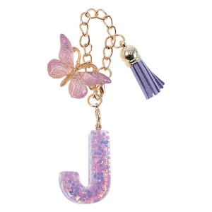 Unique Bargains Star Sequin Letter J Butterfly Tassel Water Cup Pendant Purple 1 Pc - 1 of 4