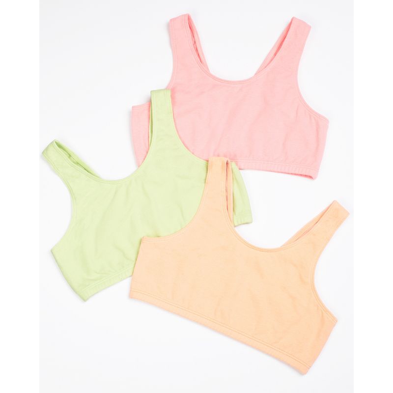 Fruit of the Loom Girl's Cotton Sports Bra 6 Pack, 3 of 4