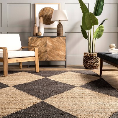 Handmade Black and Beige Cotton Jute 8' x 10' Rug