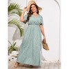 Women's Plus Size V-Neck Swing Dress – Elegant Crossover Hem & Side Slit Detail for Casual & Dressy Occasions - 4 of 4
