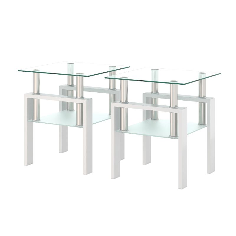Set of 2, Modern Tempered Glass Coffee Table - ModernLuxe, 4 of 9