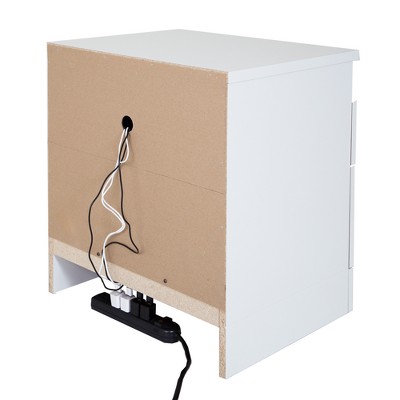 White 2-Drawer Nightstand with Cord Catcher