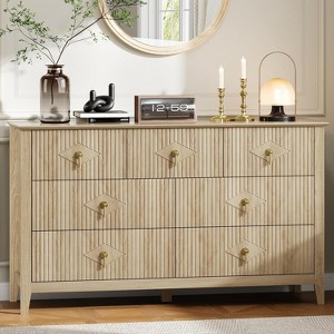 54-Inch Fluted 7-Drawer Wood Dresser Modern Chest of Drawers for Bedroom, Living Room, Hallway & Entryway Storage - 1 of 4