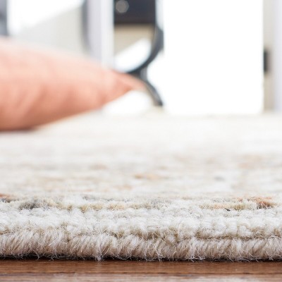 Ivory and Sage Square Tufted Wool Area Rug