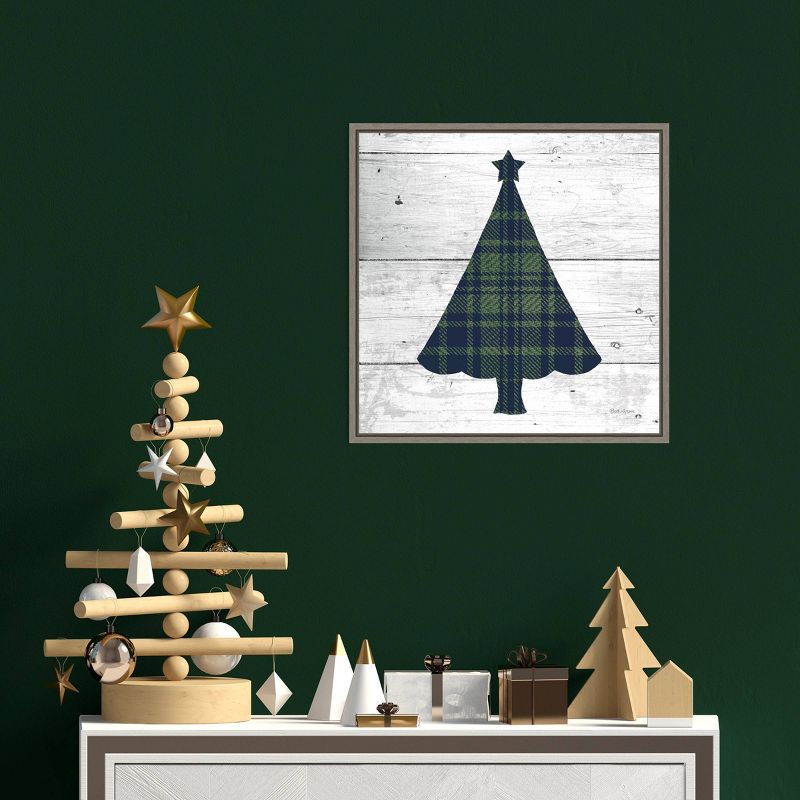 16&#34; x 16&#34; Nordic Holiday XVI Christmas Tree by Beth Grove Framed Canvas Wall Art Plaid Navy/Green - Amanti Art, 5 of 10