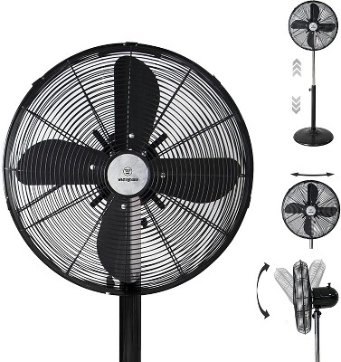 Westinghouse 16 inch Vintage Metal Stand Fan, Black