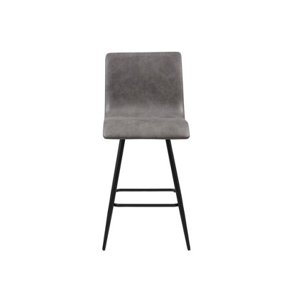 Black Faux Leather Swivel Counter Stool with Metal Base