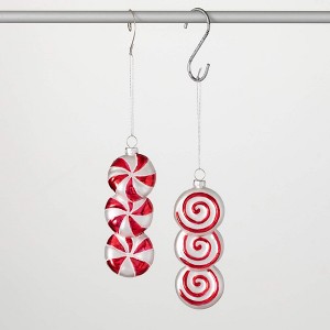5.5"H & 5.75"H Sullivans Christmas Candy Striped Ornament Set of 2  Red-White - 1 of 2