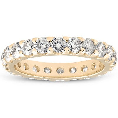 Pompeii3 2Ct Diamond Eternity Ring 10k Yellow Gold U Prong Stackable Wedding Band