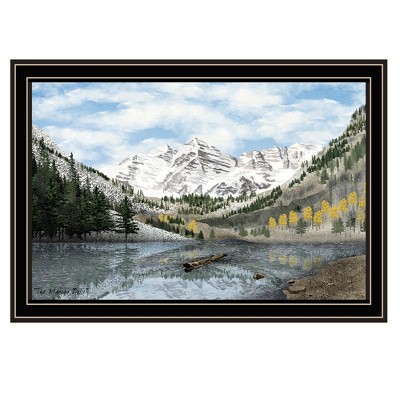 HomeRoots Snowy Mountain Landscape  Black Framed Wall Art