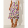 INSPIRE CHIC Women's Chiffon Elastic Waist Ruffle Tiered Flowy Midi Floral Printed Skirts - 3 of 4