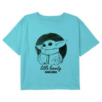 Girl's Star Wars: The Mandalorian Grogu Fuzzy Eyes Crop T-Shirt