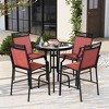 Tangkula Outdoor Counter Stools Set of 4 w/ Footrest & Armrests Metal Frame for Backyard - 2 of 4