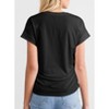 Women's Summer Short Sleeve Side Ruched Crew Neck T-Shirt Casual Knit Basic Tops - 2 of 4