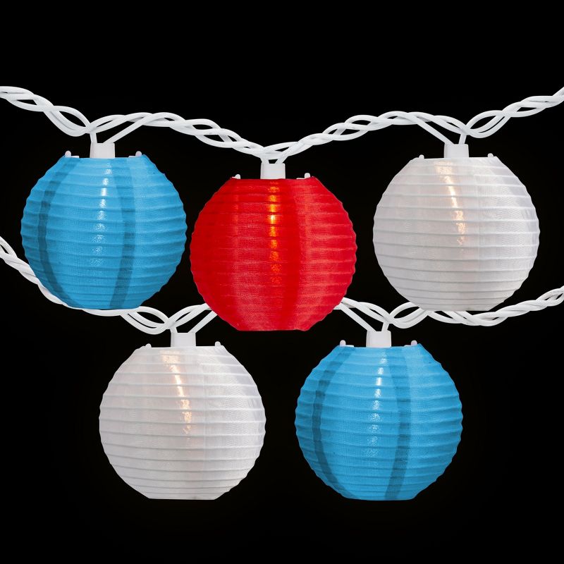 Northlight 10-Count Patriotic Paper Lantern Lights, 8.5ft White Wire, 3 of 9