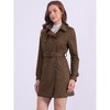 Allegra K Women's Notched Lapel Double Breasted Faux Suede Trench Coat with Belt - 2 of 4