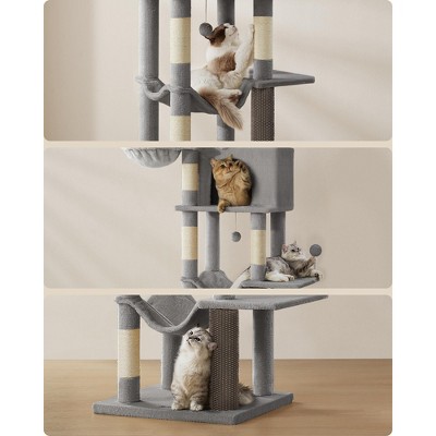 Dove Gray 69-Inch Multi-Level Sisal Cat Tree Tower