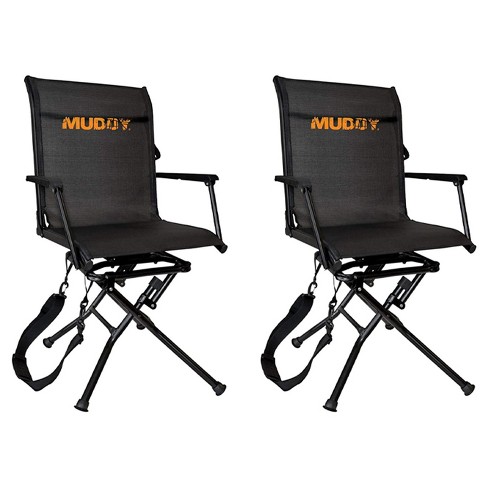 Muddy Mgs400 Flex Tek Swivel-ease Portable Adjustable Comfortable Ground  Camping & Hunting Seat, Black (2 Pack) : Target