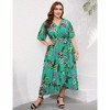 Clearlove Women's Spring and Summer Plus Size Floral V Neck Short Sleeve A Line Long Dress - 2 of 4