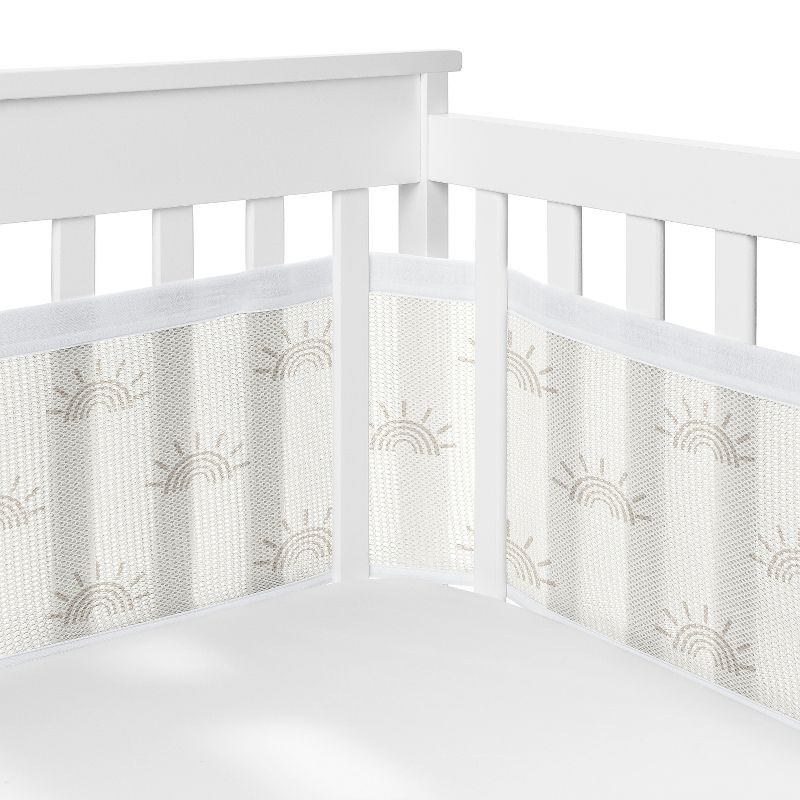 Sweet Jojo Designs Gender Neutral Unisex Crib Bedding + BreathableBaby Breathable Mesh Liner Tufted Sun Ivory and Beige 6pc, 3 of 7