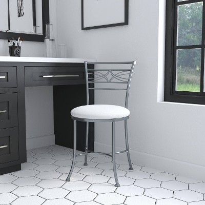19" Dutton Metal Vanity Stool Chrome - Hillsdale Furniture