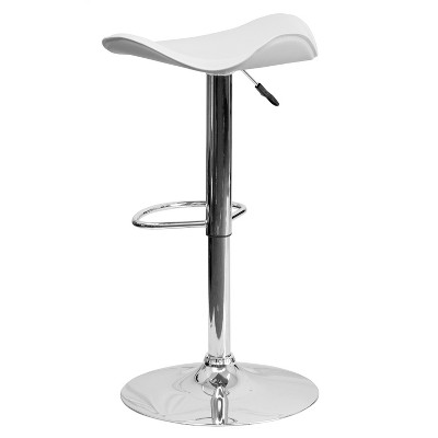 White Adjustable Height Swivel Barstool with Chrome Base
