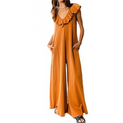 Women's Ruffled Wide Leg Jumpsuit - BUCKETLIST