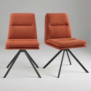 Art Leon Modern Fabric 360 Degrees Swivel Armless Office Chairs with Metal Legs, Set of 2 - 1 of 4