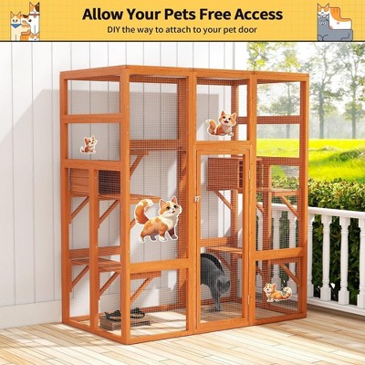 Large Wooden Outdoor Cat House with Perches and Condos