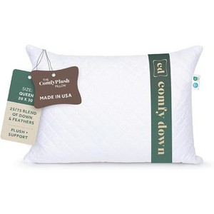 ComfyDown Premium Feather and Down ComfyPlush Supportive Bed Pillow for Sleeping, Luxury Diemend Quilted Cotton Cover, Made in USA, - 1 of 1
