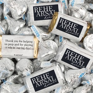 128 Pcs Rehearsal Dinner Wedding Candy Favors Hershey's Miniatures & Kisses by Just Candy (1.58 lbs) - Rustic - 1 of 4