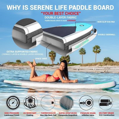 SereneLife Orange Inflatable Stand-Up Paddle Board with Accessories