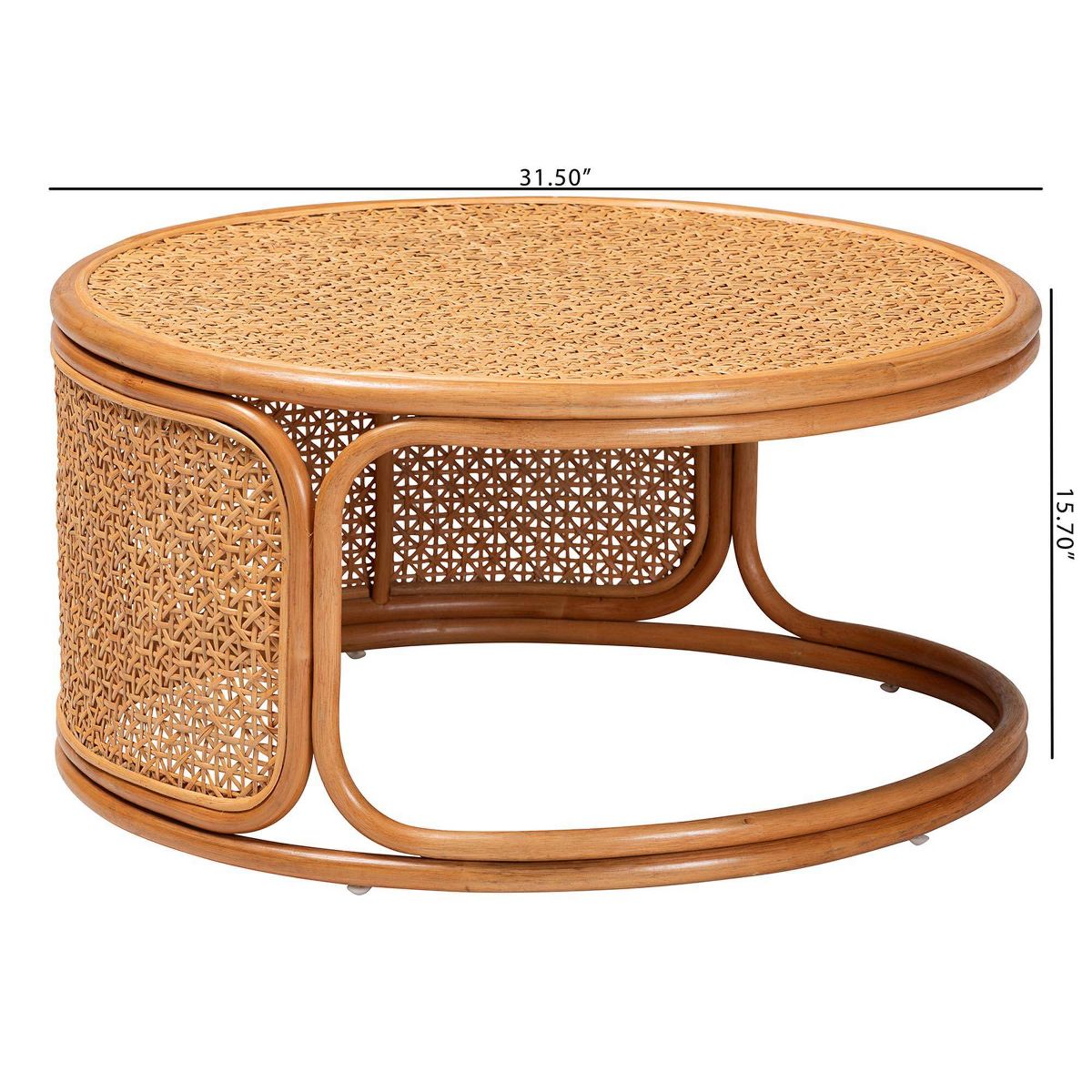 bali & pari Eldon Rattan Coffee Table Honey - thumbnail 8
