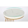 Vynxaria 19.68” White Gold Round Side Table 2-Tier Storage, Faux Marble Top and Arc Metal Frame, 19.69”Dx24.8”H, for Livingroom - 4 of 4