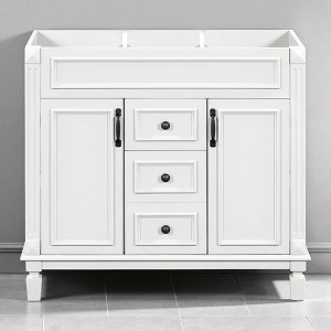 36" Bathroom Vanity Cabinet Without Sink, Freestanding Storage Cabinet with 2 Drawers and Soft-Closing Doors - 1 of 4