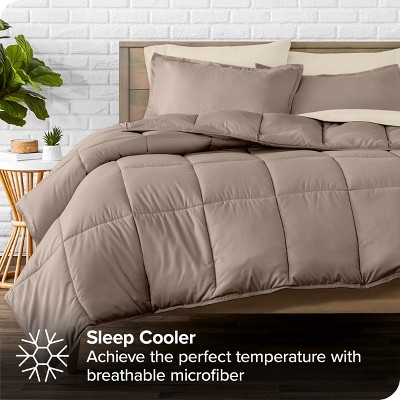 King Taupe and Sand Microfiber Down Alternative Bed in a Bag Set