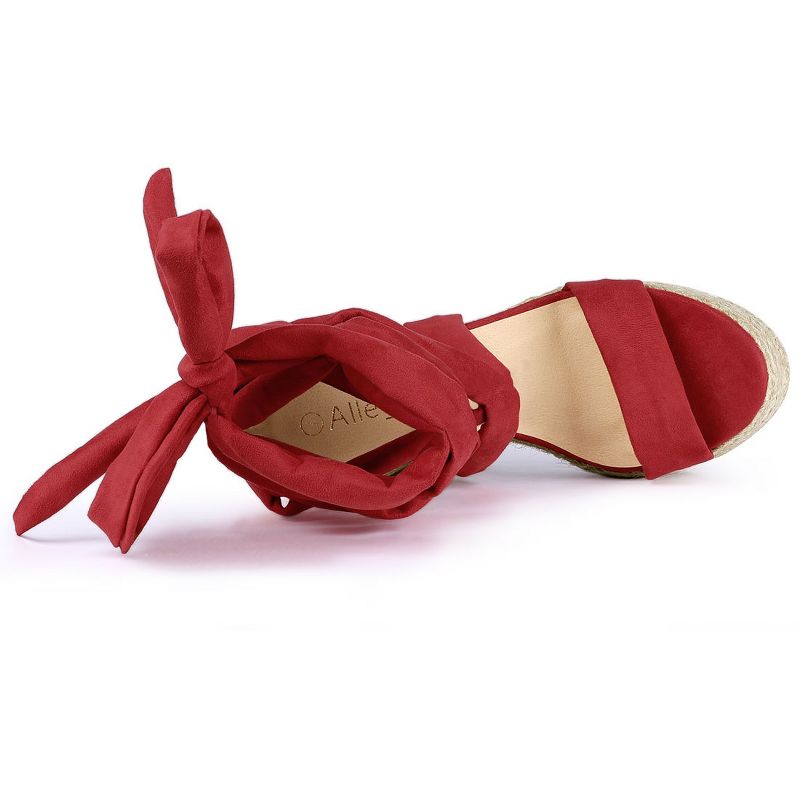 Allegra K Women's Espadrille Platform Wedges Heel Lace Up Sandals, 5 of 8