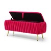 NicBex Ottoman with Storage Bench Storage Organizer Ottoman Oval Velvet Upholstered Storage Bench for Entryway Bathroom Bedroom - 4 of 4