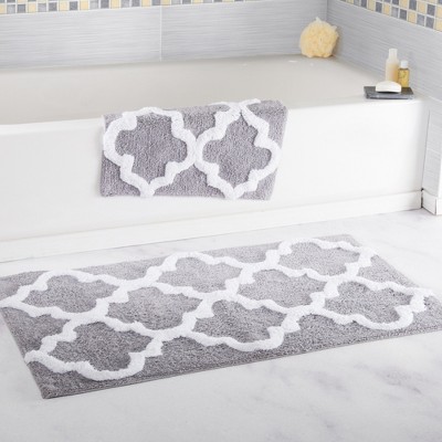 Somerset Home 2-Piece Memory Foam Striped Bath Mat Set