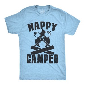 Mens Happy Camper Shirt Funny Camping Cool Hiking Graphic Vintage Tee 80s Saying - Crazy Dog Men's T Shirt - 1 of 4