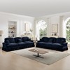 Classic Chenille Sleeper Sofa Couch, Flared Arms, Removable Ruffled Skirt, Spindle Legs, Deep Seat Cloud Sectional with 3 Movable Ottomans - 2 of 4