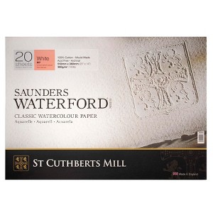 St Cuthberts Saunders Waterford Watercolor Block, Hot Pressed, White, 140lb/300gsm, 20 Sheet, 20x14 inch, 1 Count - 1 of 4