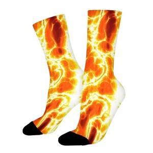 Hot Burning Lava Texture Women Printed Crew Socks Funny Funky Socks Soft Polyester Novelty Gifts for Artists Men - 1 of 1