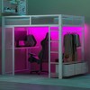 PAGED Full Size Loft Bed Simple Modern Metal Bed Frame with Desk, 3 Linen Drawers, LED and Guardrail for Bedroom - 2 of 4