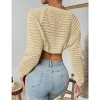 Womens Bolero Cropped Crochet Shrug Sweater Knit Cardigans with Lantern Sleeve Drop Shoulder Knit Bolero Sweater - 2 of 4