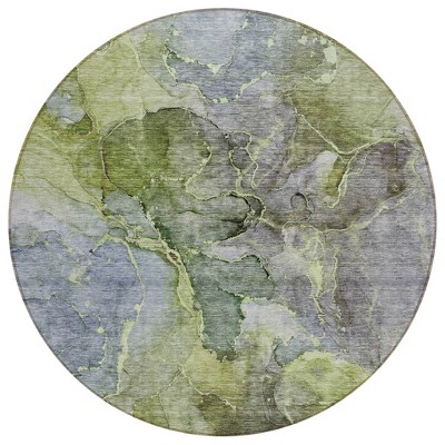 Olive Green And Gray Abstract Washable Indoor Outdoor Area Rug
