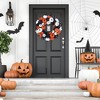 18 Inch Fall Wreath for Front Door with Orange, Black and White Pumpkins for Thanksgiving Indoor Outdoor Home Party Decor - 2 of 4