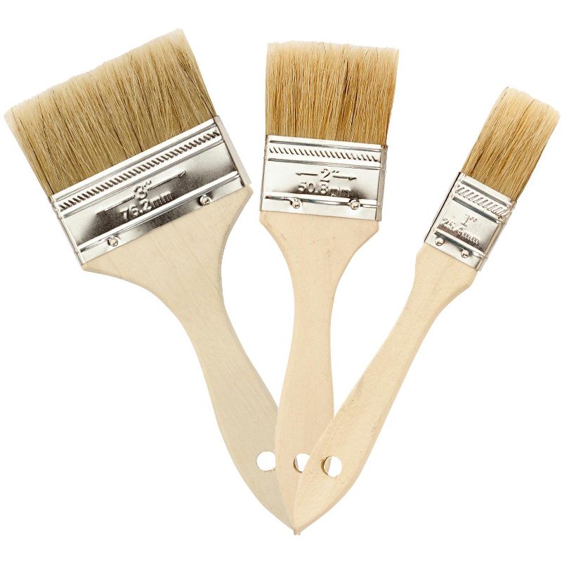 Jack Richeson Utility White Bristle Brushes Assortment,  Flat Type, Assorted Sizes , Set of 48, 3 of 4
